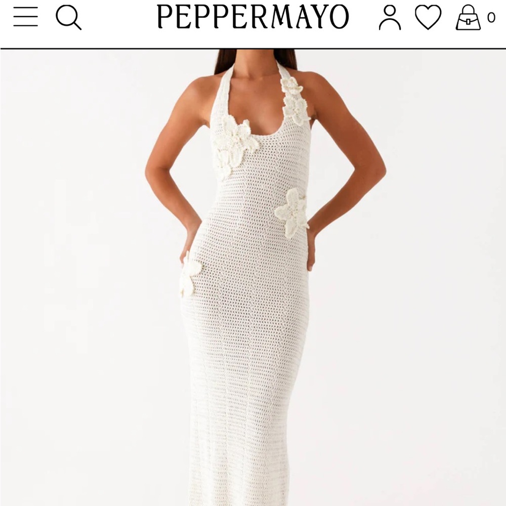 Peppermayo Cream Crochet Dress